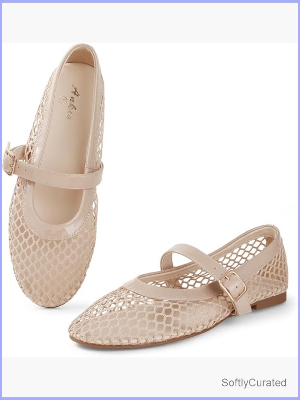 Mesh Ballet Flats with Buckle Strap Mary Jane Ballerina Shoes for Dressy Summer